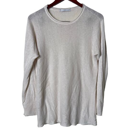 Daniele Alessandrini cream linen blend crewneck relaxed knitted top sz 48 US M - Picture 1 of 9